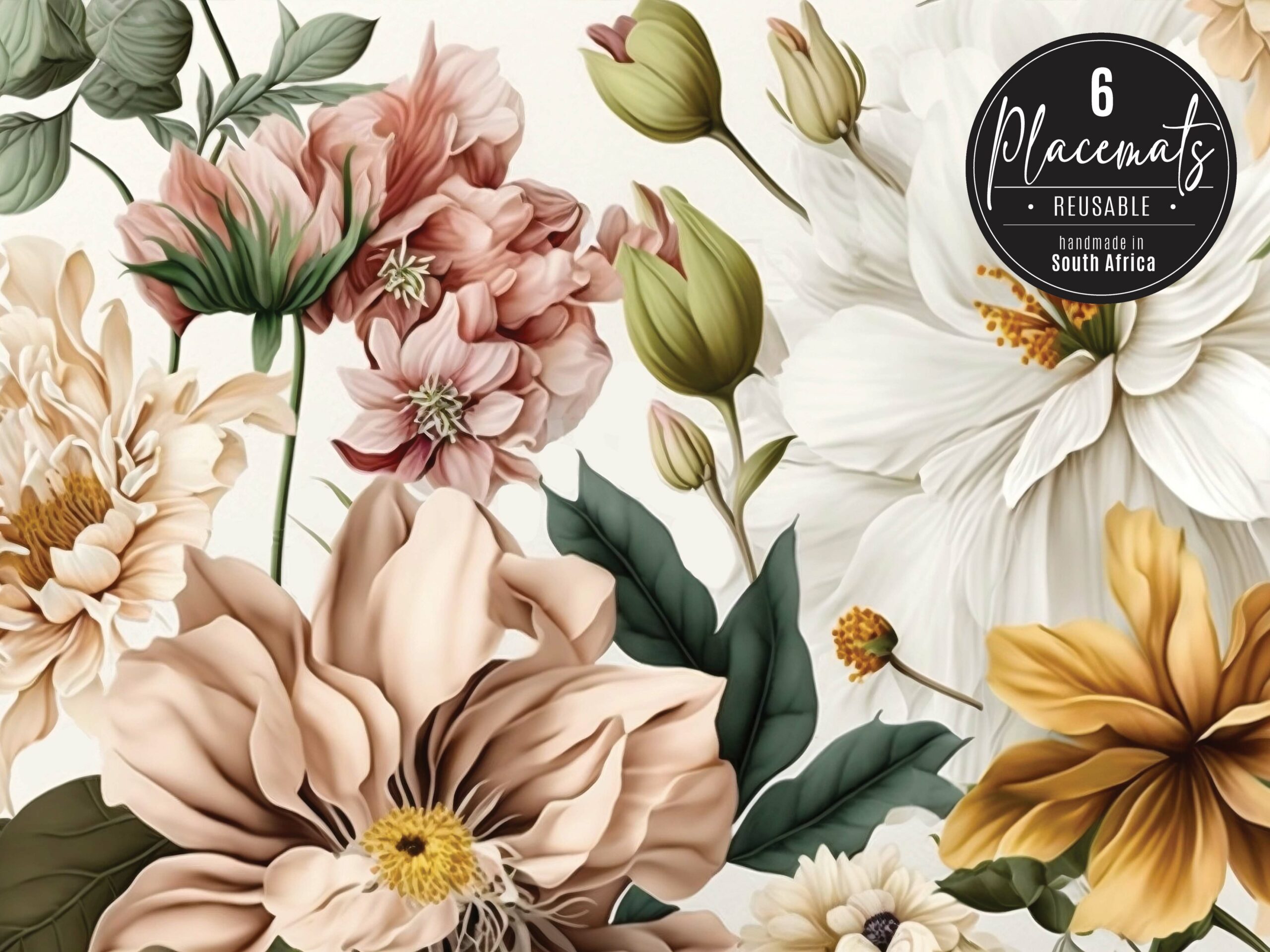 Placemat_5_5_5 Placemats - Floral 3 (Reusable) - Image 1
