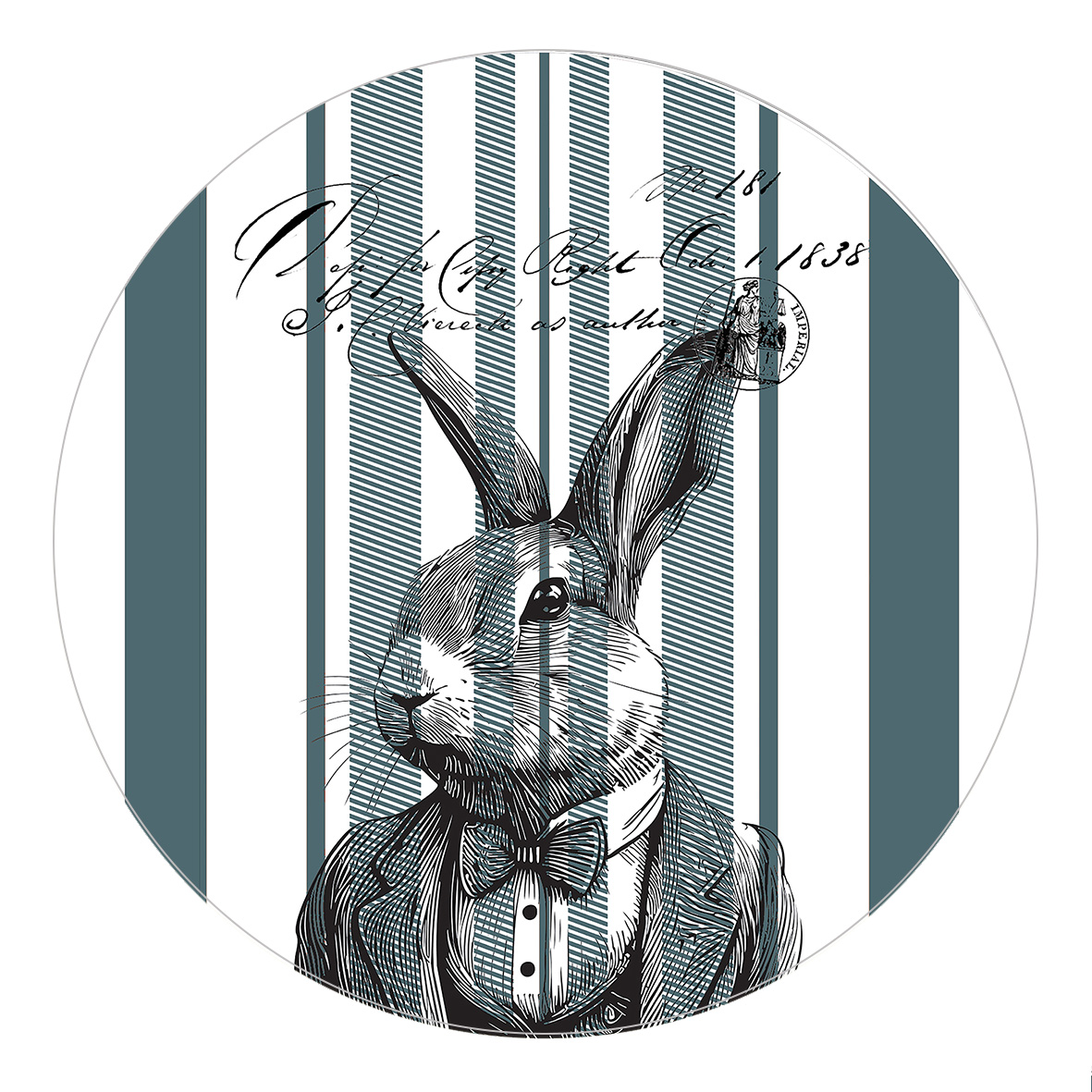 __BOWL19 Bowl Cover - French Rabbit Gentleman - Image 1