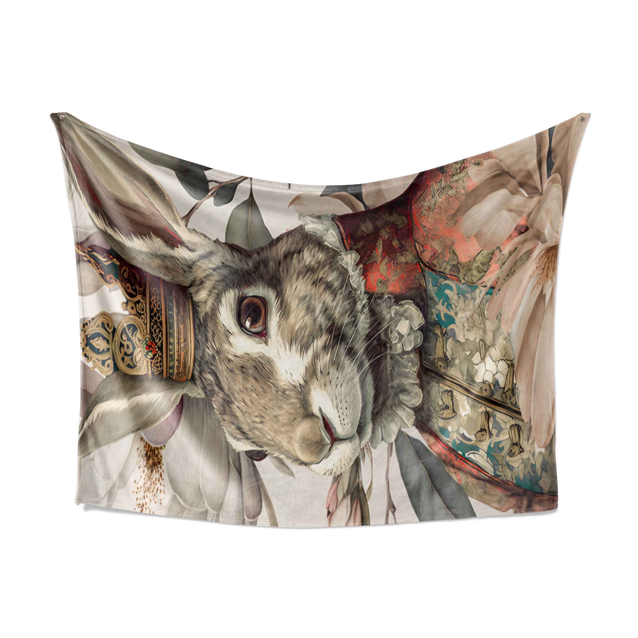 ___Blanket4 Fleece Blanket - A Rabbit Magnolia - Image 1