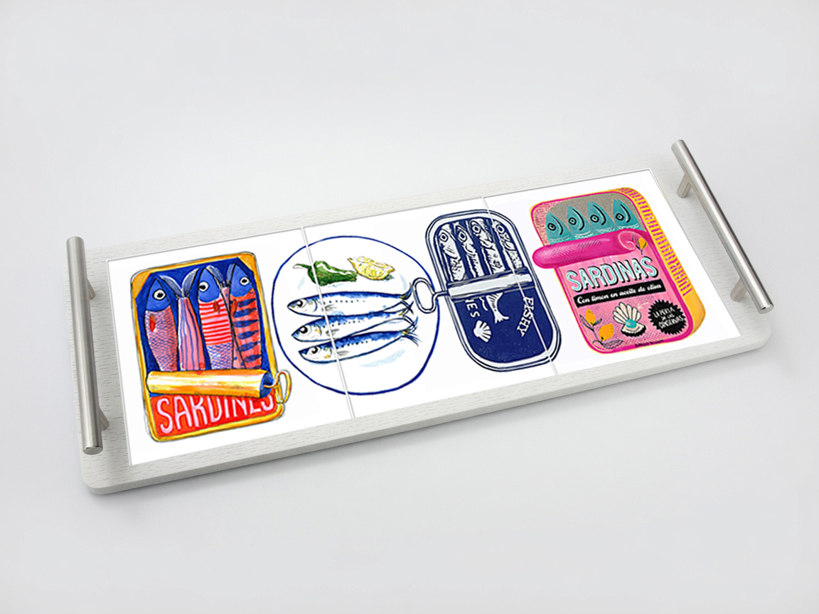 TILE PLATTER 4A Platter Tray - Amalfi Sardine Tins - Image 1