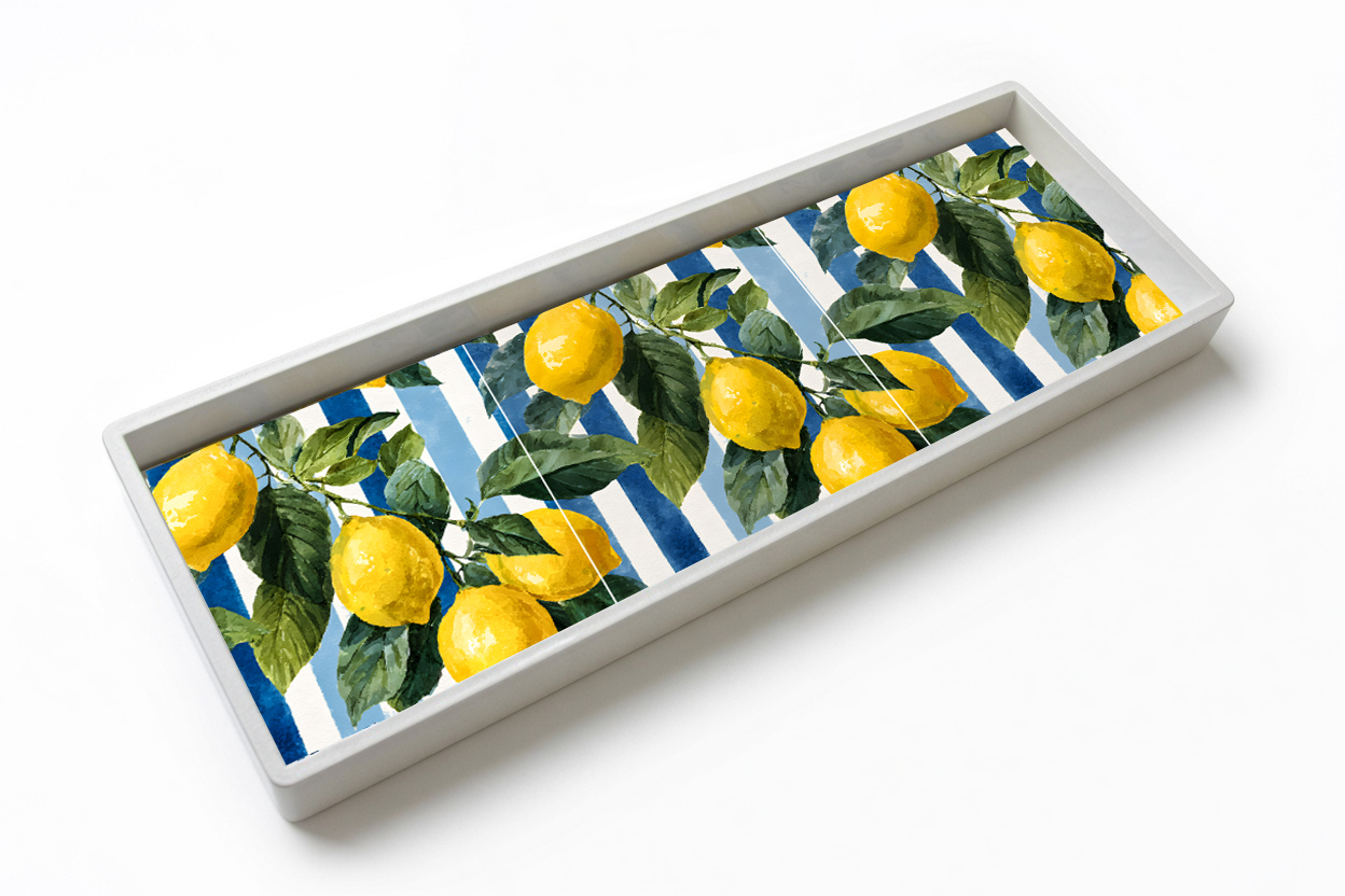 Tile flat tray1 Flat Tray - Amalfi Lemon Stripes - Image 1