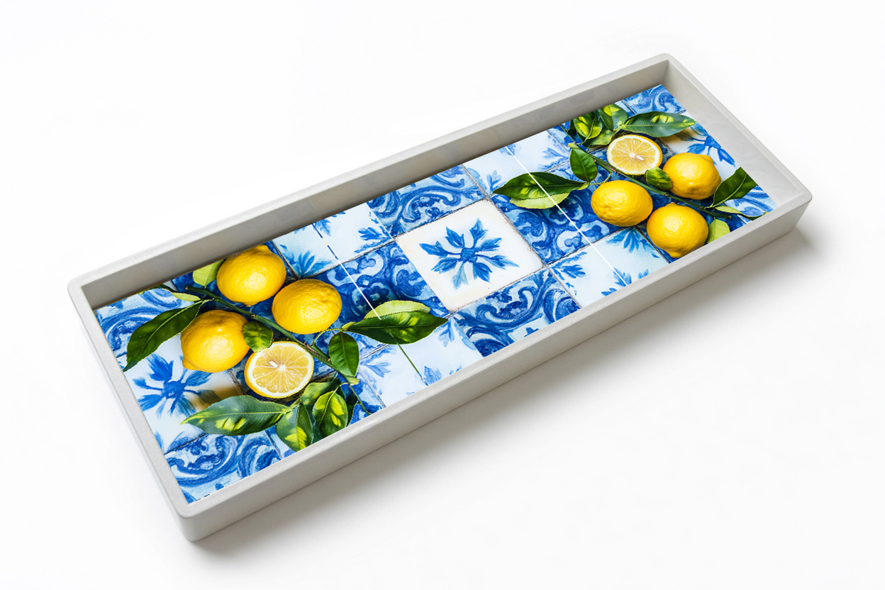 Tile flat tray2jpg Flat Tray - Amalfi Lemon Blue - Image 1