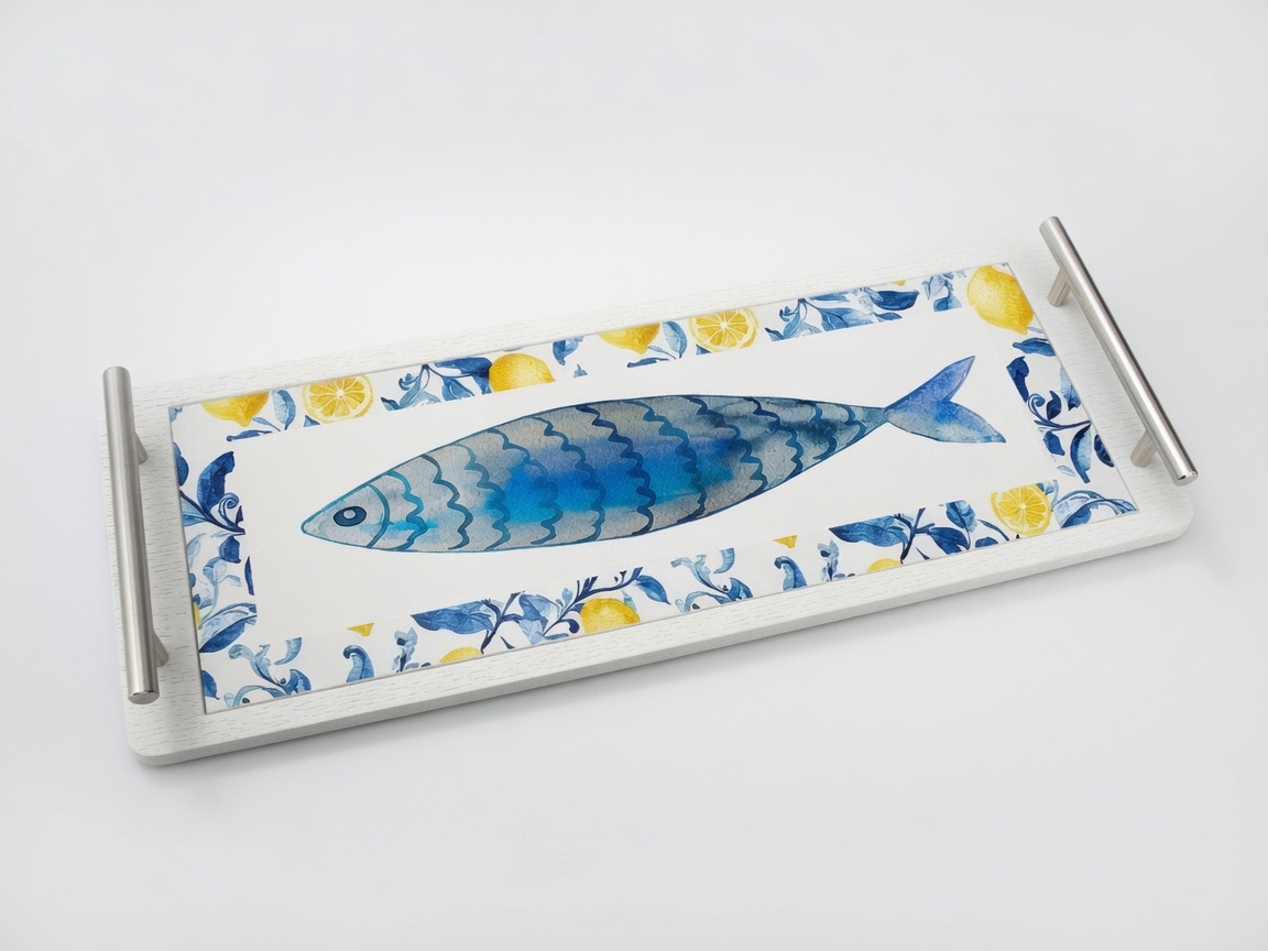 eanh6 Platter Tray - Amalfi Blue Fish - Image 1