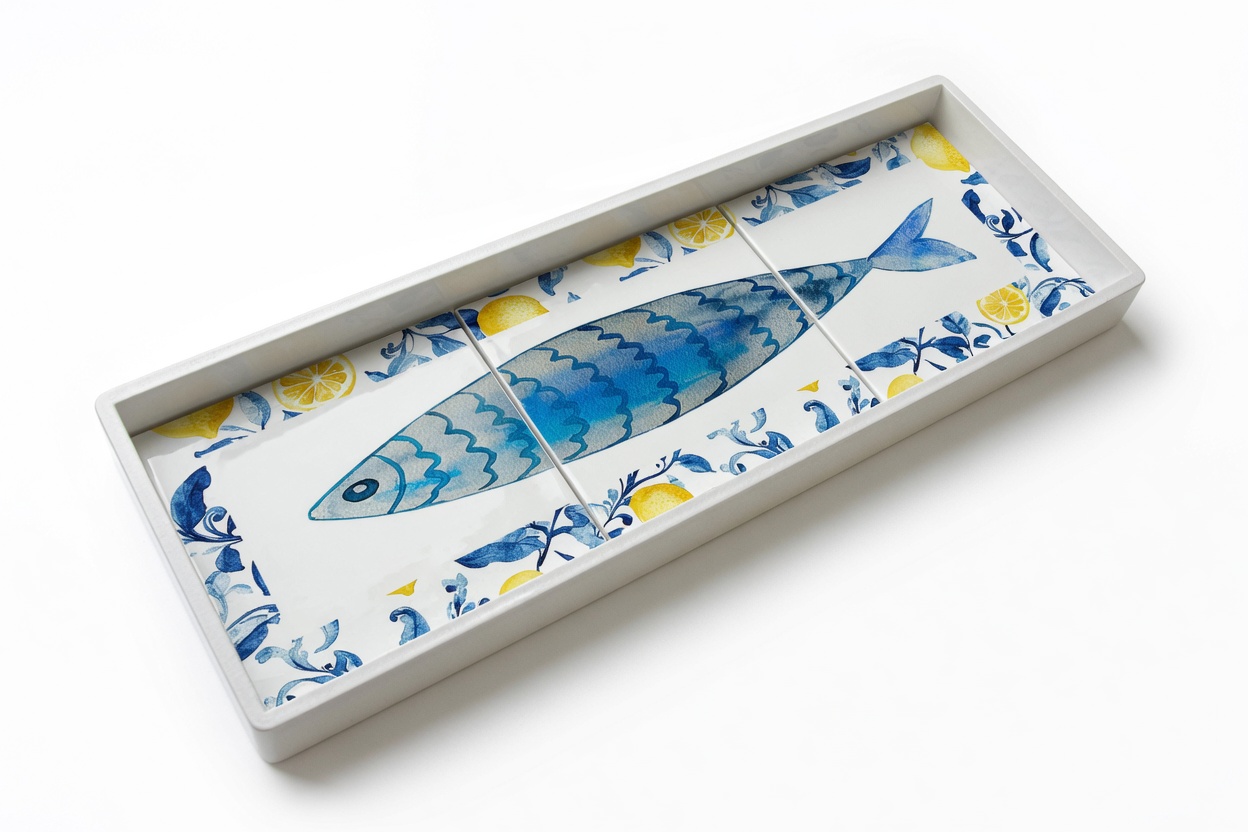 image-110 Flat Tray - Amalfi Blue Fish - Image 1