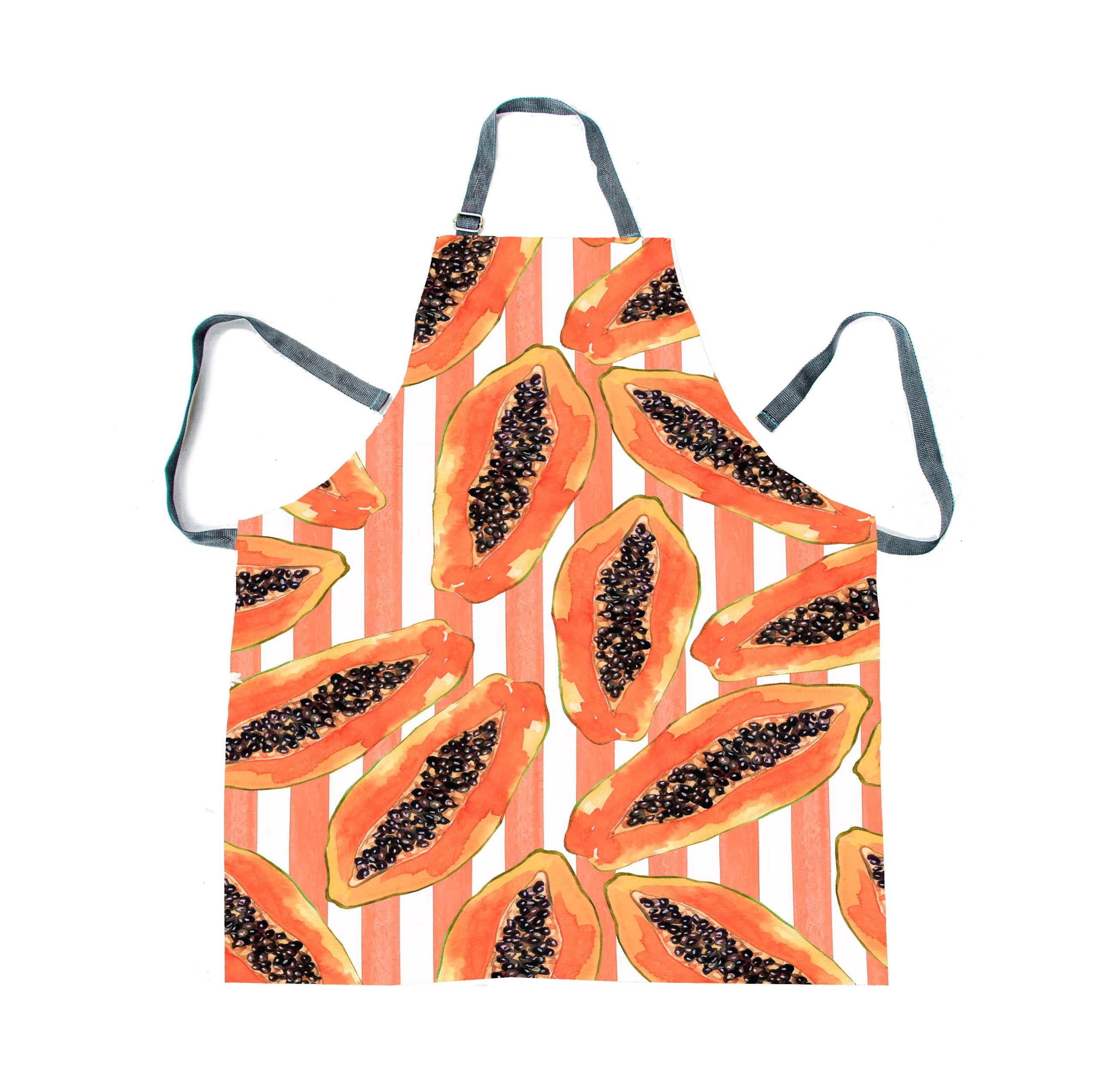 _Apron_Online100 Apron - Amalfi Papayas Coral Stripe - Image 1