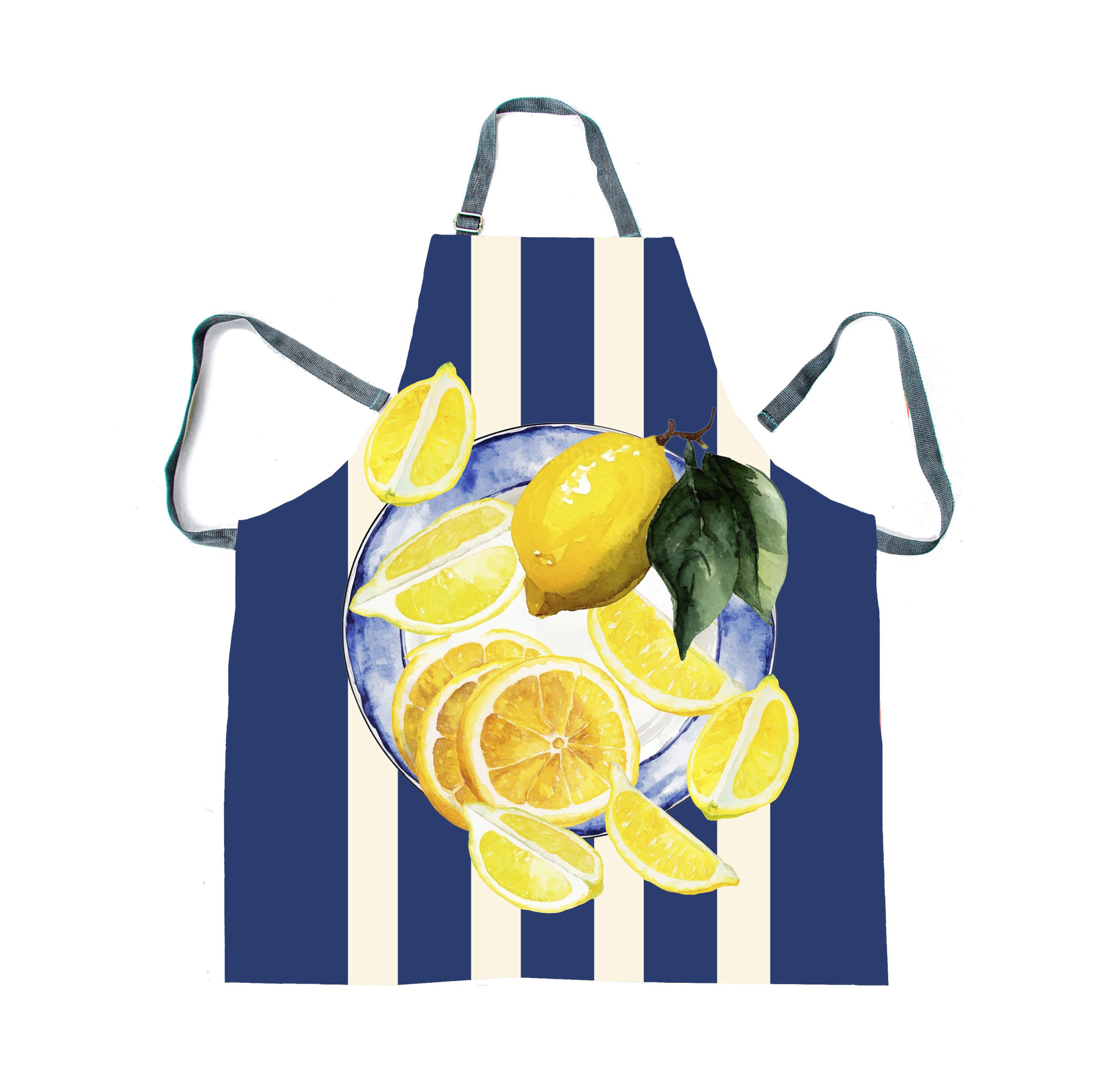 _Apron_Online102 Apron - Amalfi Blue Stripe Lemon Plate - Image 1