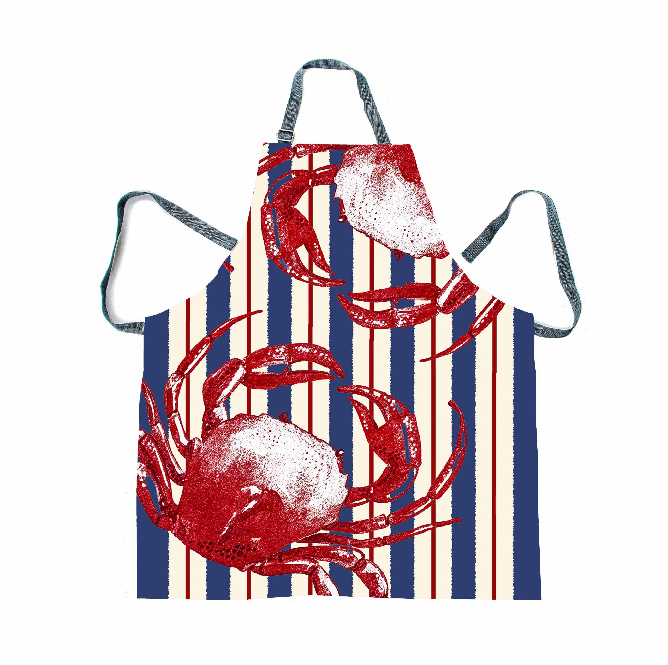 _Apron_Online103 Apron - Amalfi Blue Stripe Red Crab - Image 1