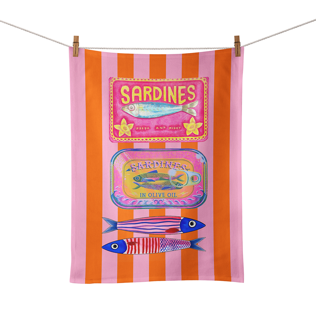 foodtowel58.png Food Towel - Amalfi Pink Stripe Two Tins - Image 1
