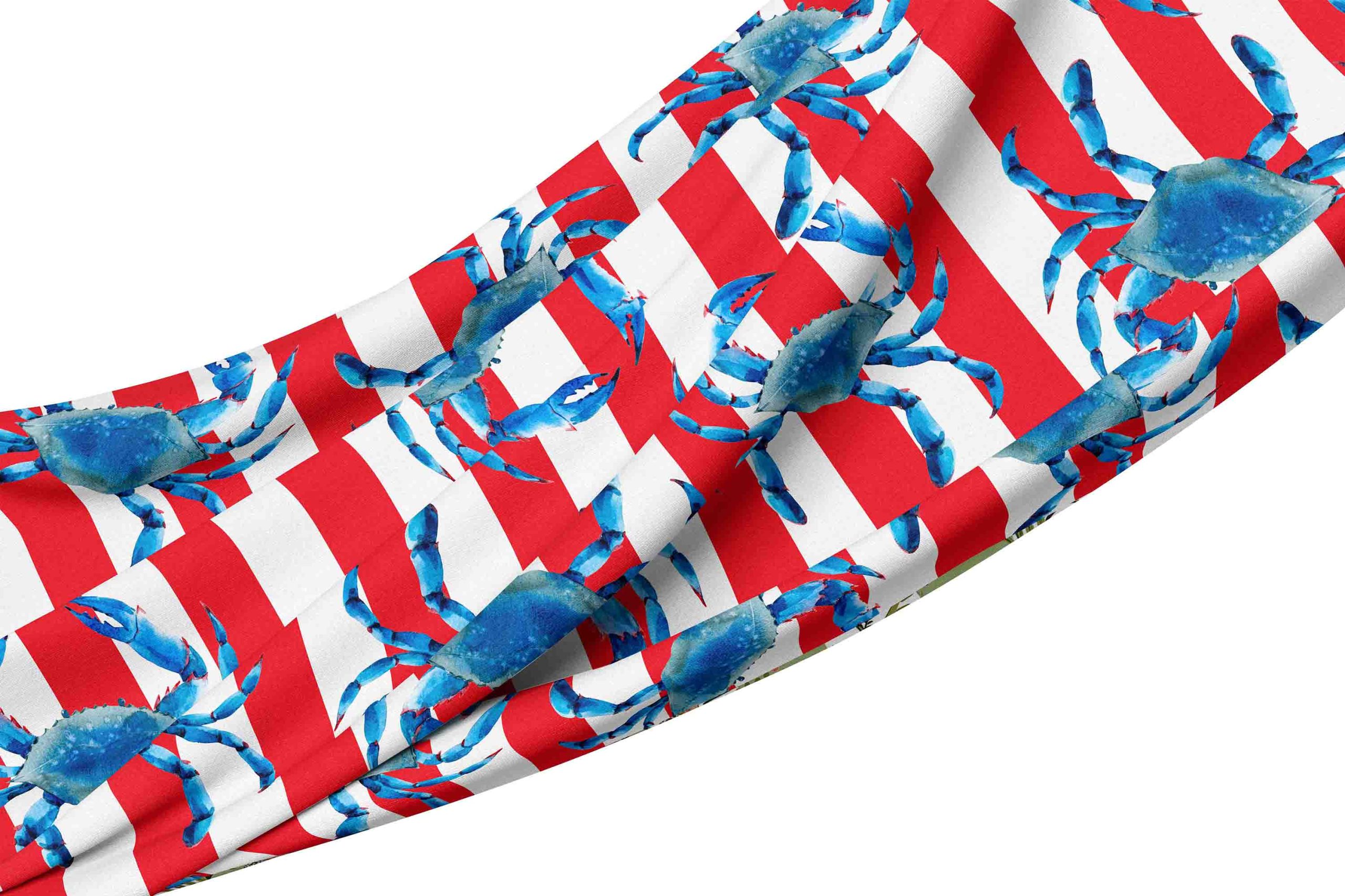 __tablecloth red stripe school crabs