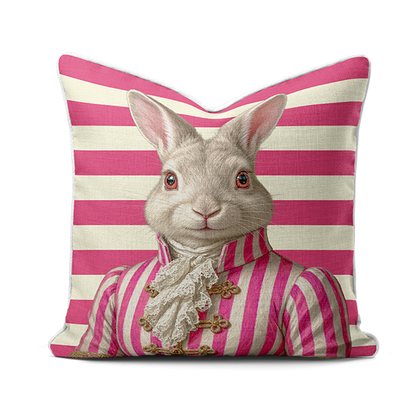 ___1online PINK rabbit stripes A Scatter Cushion – Haas Pink Beidge Stripe Jacket - Image 1