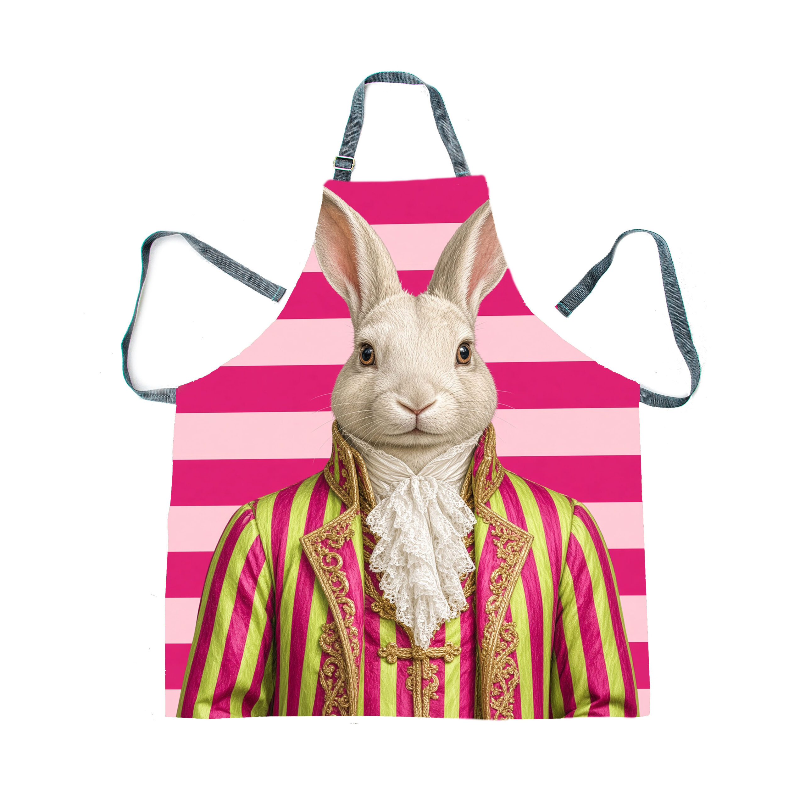 Apron_Pink Rabbit stripe Apron - Haas Pink Stripe Jacket - Image 1