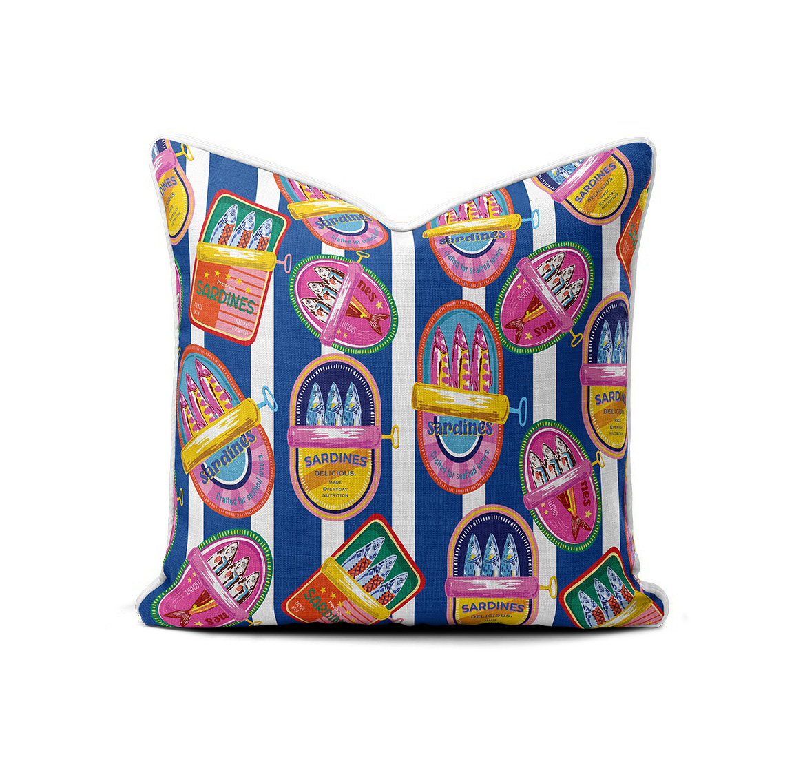 Blue sardines A Scatter Cushion – Amalfi Sardine Blue - Image 1