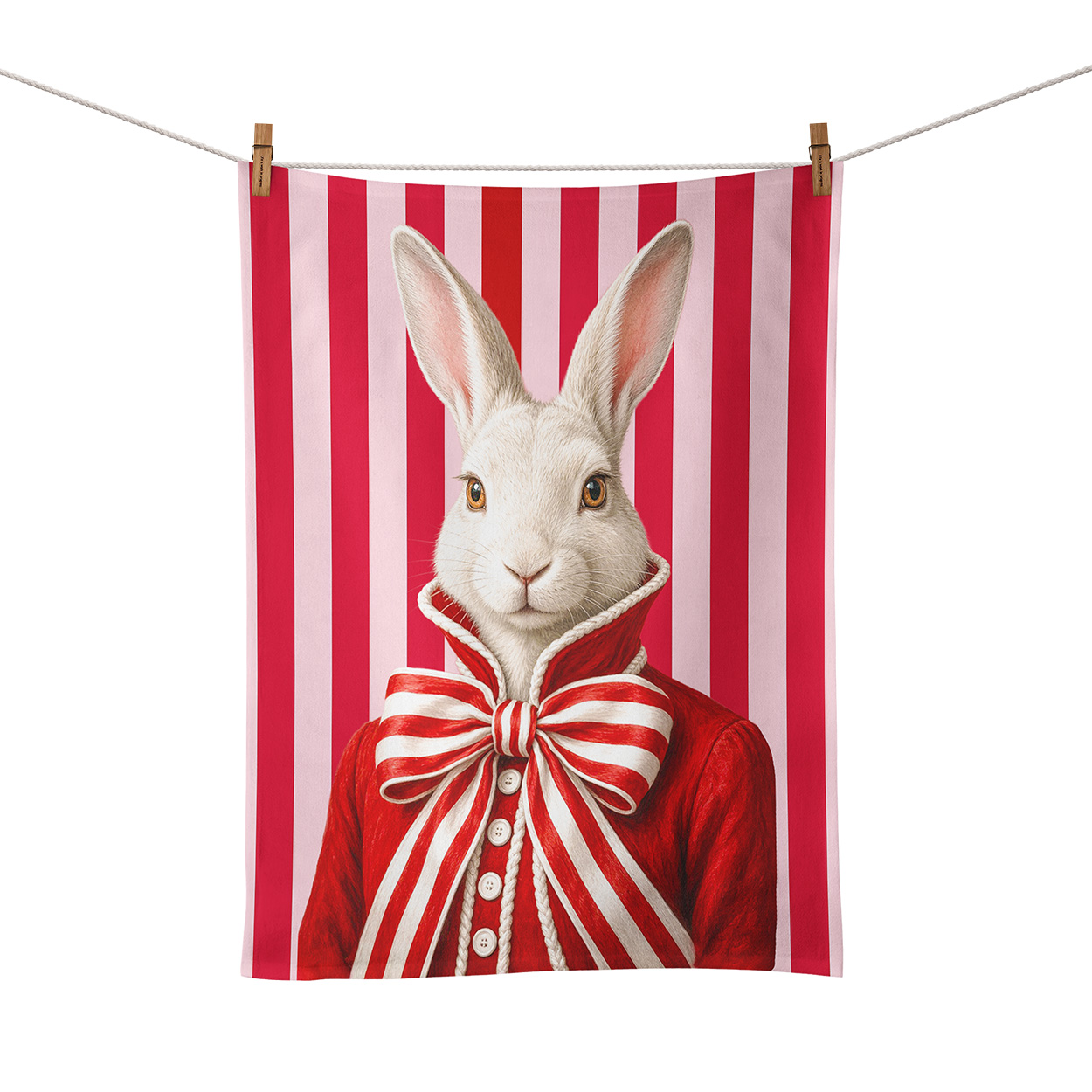 Red Rabbit Foodtowel Food Towel - Haas Red Stripe Ribbon - Image 1