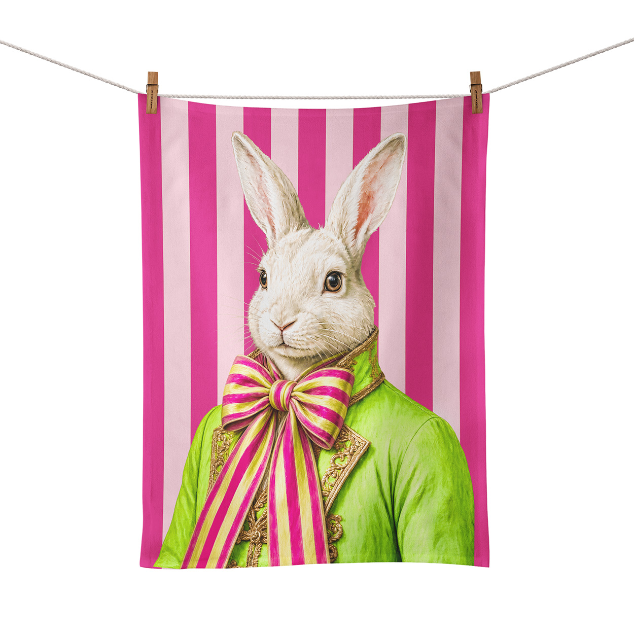 Red Rabbit Foodtowel3 Food Towel - Haas Pink Stripe Ribbon - Image 1