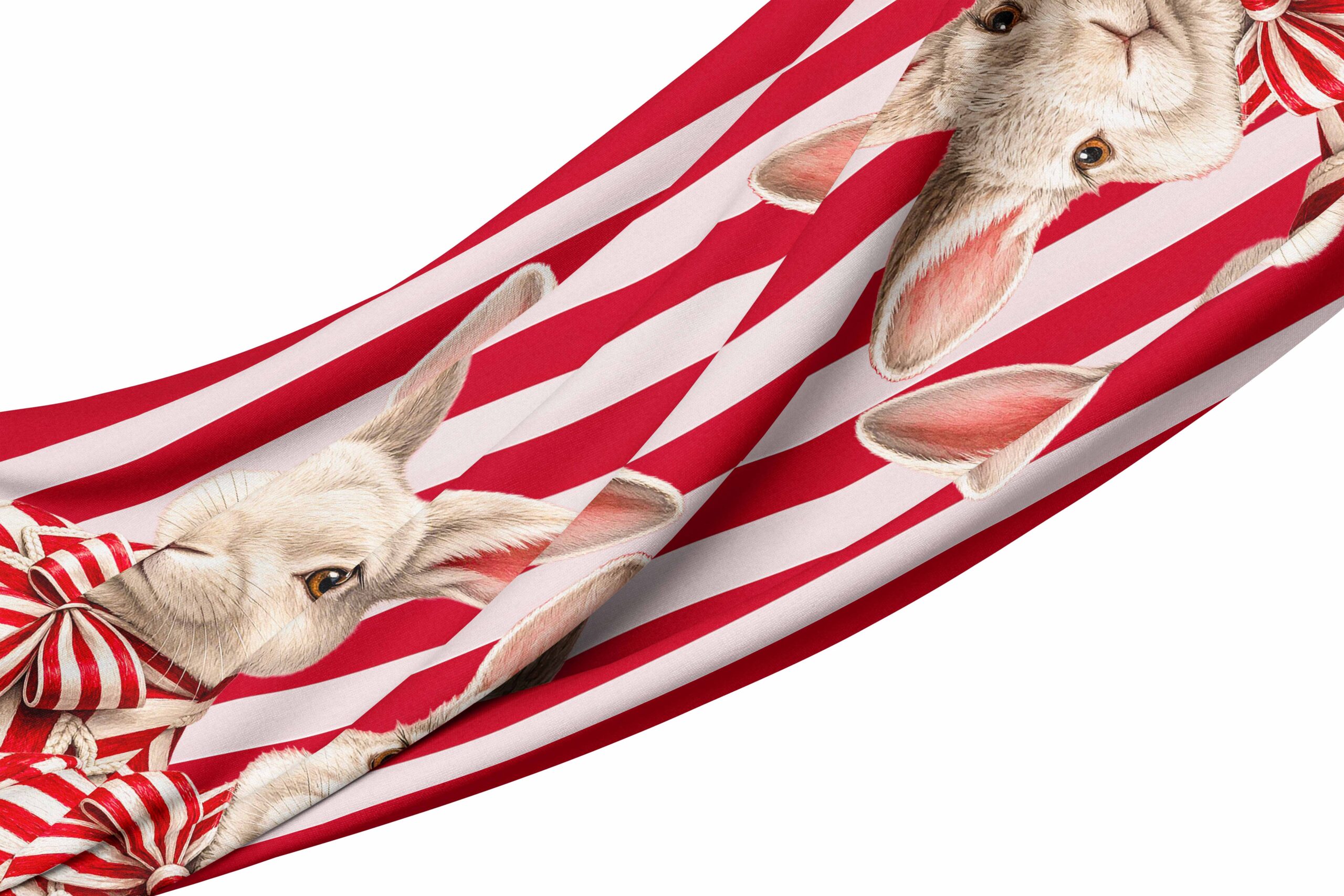 Red Rabbit1 Tablecloth - Haas Red Stripe Ribbon - Image 1