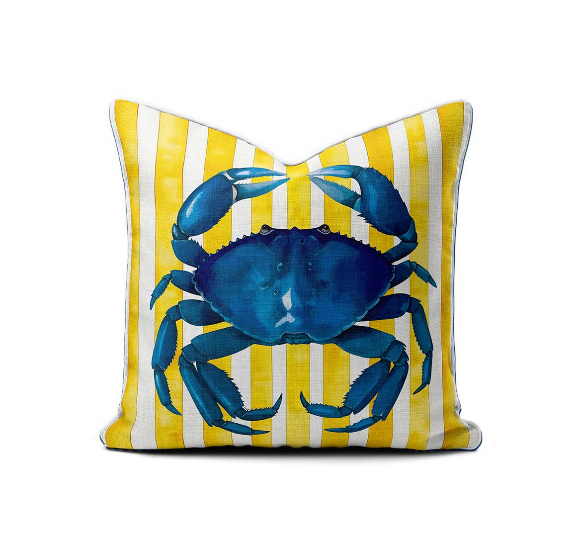 blue crab A Scatter Cushion – Amalfi Crab Blue Yellow - Image 1