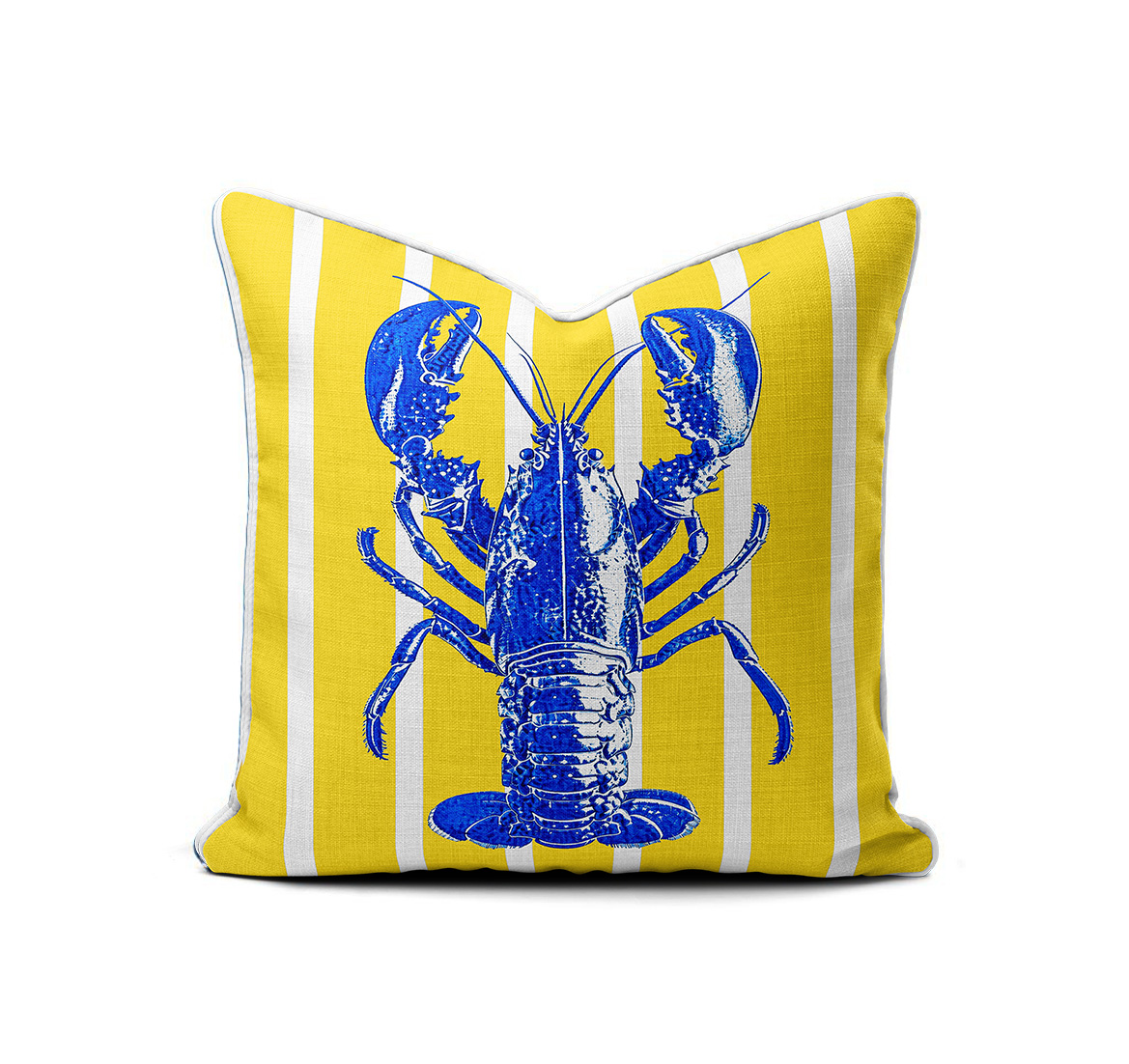 blue crayfish A Scatter Cushion – Amalfi Crayfish Blue Yellow - Image 1
