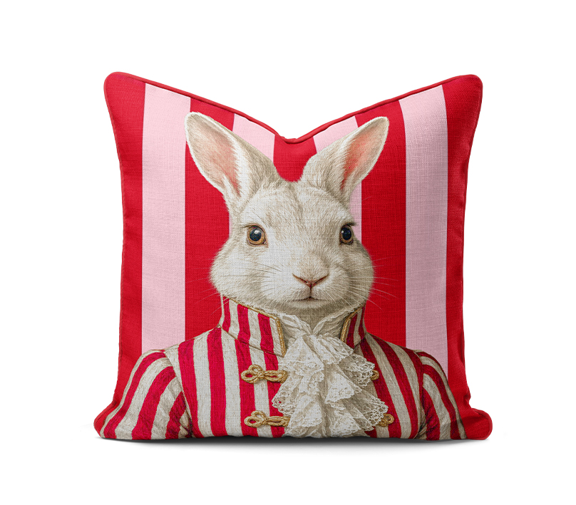 online red rabbit stripes A Scatter Cushion – Haas Red Stripe Jacket - Image 1