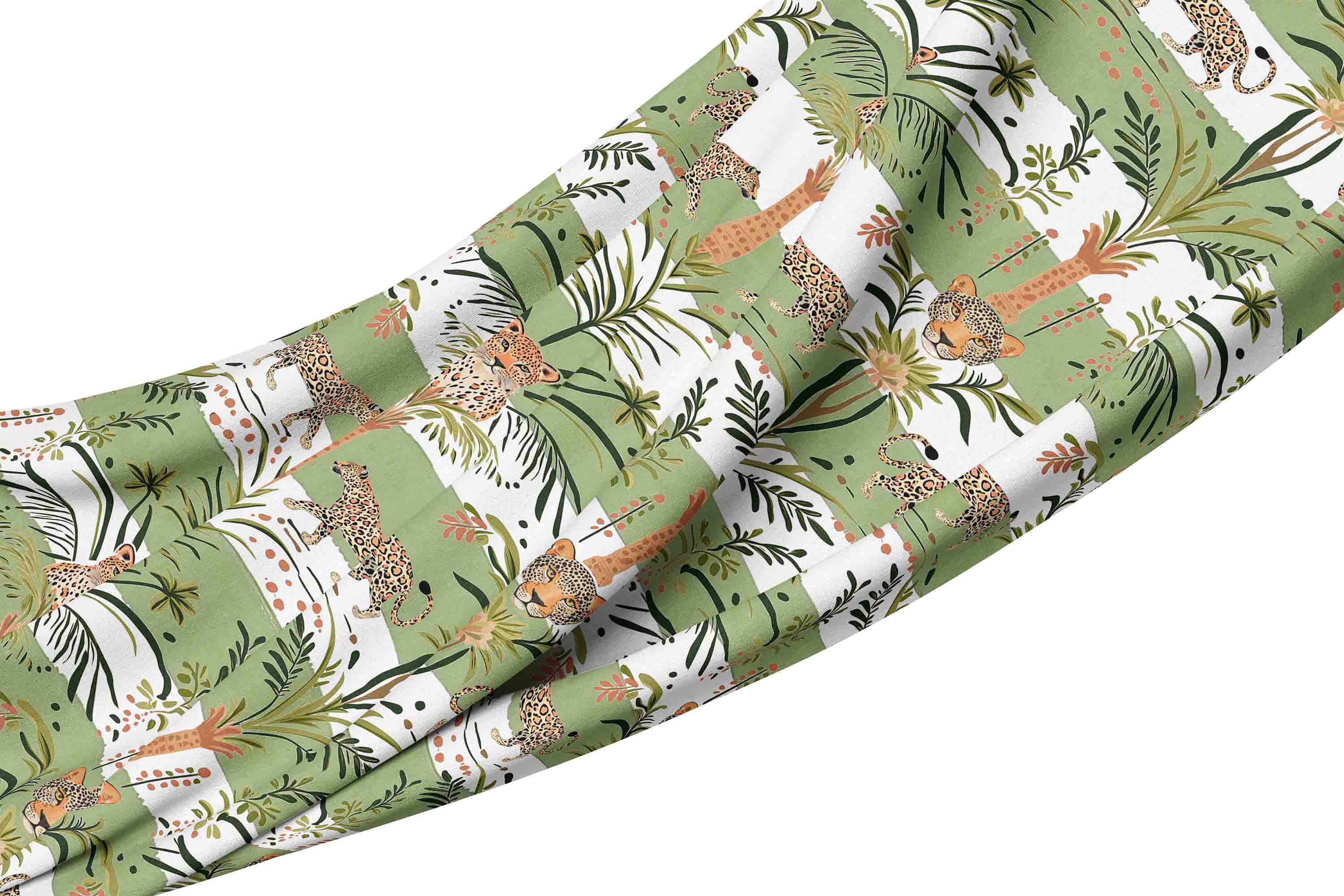 __tablecloth green stripe leopard Tablecloth - Africa Leopard Trilogy Green Stripe - Image 1